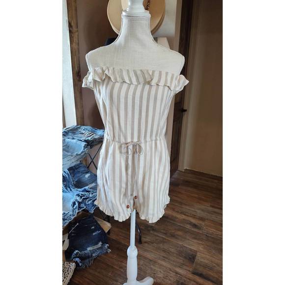 NEW HEM & THREAD striped tube romper in ivory - Picture 4 of 4